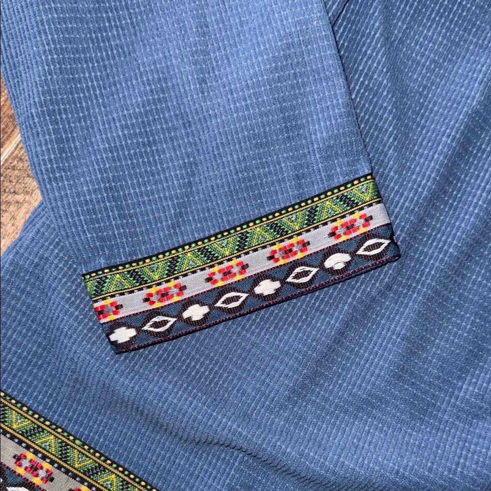 Two-Tone Corduroy Women's Blazer with Ethnic Trim - Picture 6 of 12